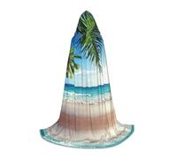 DUWAA Tropical Palm Tree Hawaii Beach Print Halloween Hooded Cloak Cape Medieval Style For Christmas Party, Cosplay Masquerade Costumes