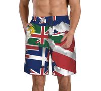 DUWAA Turks and Caicos Islands Flag Map03 Print Men's Quick Dry Shorts with Pockets, Summer Beach Athletic Shorts, for Hiking Running Gym White