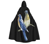 DUWAA two birds print Cloak With Hood Unisex Medieval Cloak Wizard Robe Renaissance Cape Halloween Costume Cosplay
