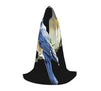 DUWAA Two Birds Print Halloween Hooded Cloak Cape Medieval Style For Christmas Party, Cosplay Masquerade Costumes