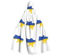 DUWAA Ukraine Flag Map Print 59inch Carnival Cape, Unisex Adult Hooded Cloak For Halloween Witch Vampire Wizard Cosplay