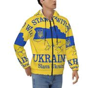 DUWAA Ukraine Suppor Print Men'S Zip Up Casual Sport Hoodie Jacket Long Sleeve Basic Comfortable Zipper Sweatshirt Black