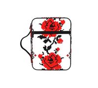 DUWAA Ukrainian Embroidery Style Rose Print 26Ã- 20 Cm Large Capacity Bible Cover Case, Study Supplies Tote Bag for Women and Christian
