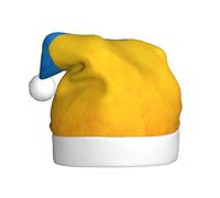 DUWAA Ukrainian Flag Print Christmas Hats For Adult, Santa Hat Unisex, Comfort Xmas Hat For New Year Festive Party