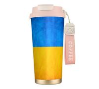 DUWAA Ukrainian Flag Print Stainless Steel Insulated Travel Coffee Mug, Camping Mug,Coffee Tumbler For Men Women