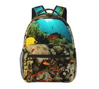 DUWAA Underwater World Hd Fish Print Rucksack Bag For Men Women High-Capacity Vacuum Backpack Multi-Layer Design Travel Backpack