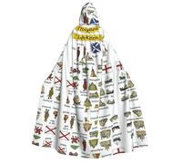 DUWAA United Kingdom Cultural Symbo print Cloak with Hood for Men Women, Hooded Cape Cloak Unisex Halloween Witch Vampire Costume