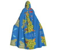DUWAA United Kingdom Map print Cloak with Hood for Men Women, Hooded Cape Cloak Unisex Halloween Witch Vampire Costume