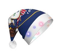 DUWAA Utah Flag Print Light Up Christmas Hat, Glow Lighted Santa Cap With Colorful Led Strip Light For Adults