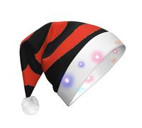 DUWAA Vector Design Target Print Led Plush Santa Hat, Funny Christmas Hats For Adults Xmas New Year Party Accessories
