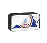 DUWAA Virginia State Flag Map Print Large Capacity Pencil Case Pencil Pouch with Zipper Portable Pen Case for Office Travel Makeup