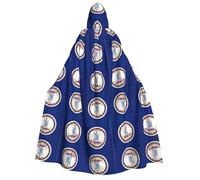 DUWAA Virginia state flag print Cloak With Hood Unisex Medieval Cloak Wizard Robe Renaissance Cape Halloween Costume Cosplay