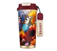 DUWAA Vivid Colorful Garden1 Print Stainless Steel Insulated Travel Coffee Mug, Camping Mug,Coffee Tumbler For Men Women