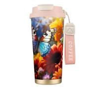 DUWAA Vivid Colorful Garden1 Print Stainless Steel Insulated Travel Coffee Mug, Camping Mug,Coffee Tumbler For Men Women