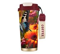 DUWAA Vivid Colorful Garden3 Print Stainless Steel Insulated Travel Coffee Mug, Camping Mug,Coffee Tumbler For Men Women