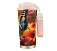 DUWAA Vivid Colorful Garden3 Print Stainless Steel Insulated Travel Coffee Mug, Camping Mug,Coffee Tumbler For Men Women