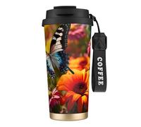 DUWAA Vivid Colorful Garden3 Print Stainless Steel Insulated Travel Coffee Mug, Camping Mug,Coffee Tumbler For Men Women