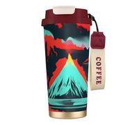DUWAA Volcano Bloom Print Stainless Steel Insulated Travel Coffee Mug, Camping Mug,Coffee Tumbler For Men Women