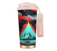 DUWAA Volcano Bloom Print Stainless Steel Insulated Travel Coffee Mug, Camping Mug,Coffee Tumbler For Men Women