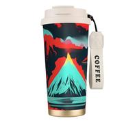 DUWAA Volcano Bloom Print Stainless Steel Insulated Travel Coffee Mug, Camping Mug,Coffee Tumbler For Men Women