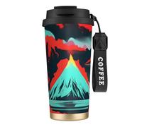 DUWAA Volcano Bloom Print Stainless Steel Insulated Travel Coffee Mug, Camping Mug,Coffee Tumbler For Men Women