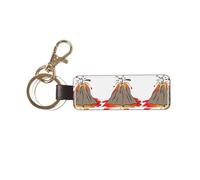 DUWAA Volcano Print Personalized Leather Keychain, Universal Key Fob Holder, Car Bikes Keychain, Keychain Holder