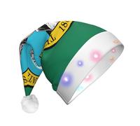 DUWAA Washington Flag Print Light Up Christmas Hat, Glow Lighted Santa Cap With Colorful Led Strip Light For Adults