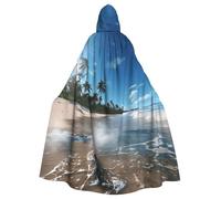 DUWAA Water Rush To Tropical Beach 1 Print 59inch Carnival Cape, Unisex Adult Hooded Cloak For Halloween Witch Vampire Wizard Cosplay