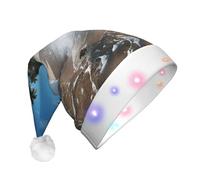 DUWAA Water Rush To Tropical Beach 1 Print Funny Light Up Santa Hat With Blinking Color, Led Soft Faux Christmas Hat For Adults