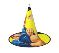 DUWAA We Can Do It Print Witch Hat Witches Hats Halloween Women Adult Wizard Men Costume Cosplay Party Accessory-1pcs