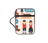 DUWAA Welcome to Switzerland Travel Print Multi Functional Bible Bag Cosmetic Bags with Handle Waterproof Pencil Case with Compartments