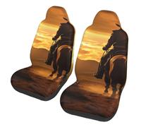 DUWAA West Desert Cactus with Cowboys Riding Horses2 Print 2pcs Seat Interior Covers for Front Seats, Non-Slip for Car Protectors Fits Most SUV Truck Sedans