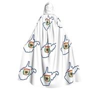 DUWAA West Virginia State Flag Map Print Witch Cloak, Cloak With Hood, Halloween Hooded Cape, Wizard Robe Men Cosplay Costume