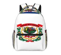 DUWAA West Virginia State Flag Print Shoulder Bag With 1 Large, 1 Front And 2 Side Pockets, Adults Water-Resistant Bookbag Backpack