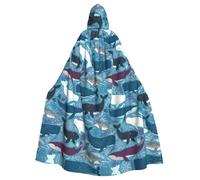 DUWAA Whale Pattern Print Adult Halloween Hooded Cape, Full Length Unisex Cloak For Men Women, For Halloween Cosplay