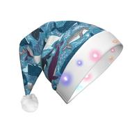 DUWAA Whale Pattern Print Led Plush Santa Hat, Funny Christmas Hats For Adults Xmas New Year Party Accessories