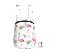 DUWAA White Flamingo Print Foldable Hiking Shoulder Bags, Travel Lightweight Packable Daypack Backpack 10kg For Women Men