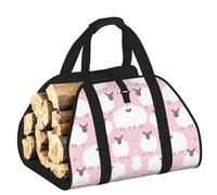 DUWAA White Sheep On Pink Background Print Large Fire Wood Sling Carrier with Handles for Easy Transport Carrying and Wood Stove 48×101cm