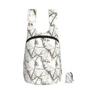 DUWAA White Tree Camo Print Foldable Hiking Shoulder Bags, Travel Lightweight Packable Daypack Backpack 10kg For Women Men