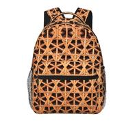 DUWAA Wicker Woven Grid Print Camping Backpack Gym Backpack With Adjustable Shoulder Straps Sturdy Work Bag Laptop Rucksack