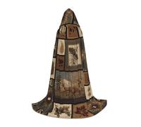 DUWAA Wild Animals Retro Farmhouse Print Halloween Costume Clothes Halloween Medieval Costume Cape For Women Men Renaissance Hooded Cloak
