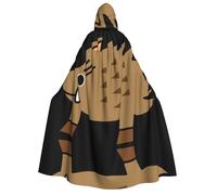 DUWAA Wild boar animation print Cloak With Hood Unisex Medieval Cloak Wizard Robe Renaissance Cape Halloween Costume Cosplay