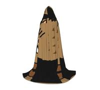 DUWAA Wild Boar Animation Print Halloween Hooded Cloak Cape Medieval Style For Christmas Party, Cosplay Masquerade Costumes