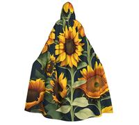 DUWAA Wild Flower Sunflower print Halloween Hooded Robe Cloak for Adult Men Women Wizard Vampire Knight Fancy Cool Cape Costume