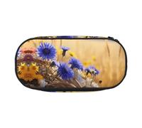 DUWAA Wild Flowers and Cornflowers Daisies print Functional Stationery Pouch Portable Pencil Bags Pencil case, Lightweight Pencil Pouch