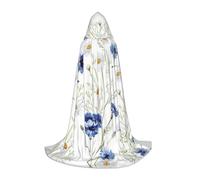 DUWAA Wild Flowers And Cornflowers Daisies Print Halloween Costume Clothes Halloween Medieval Costume Cape For Women Men Renaissance Hooded Cloak