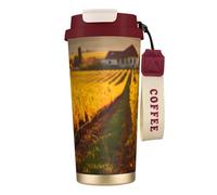DUWAA Wine And Winemaking Winery Grape Field1 Print Stainless Steel Insulated Travel Coffee Mug, Camping Mug,Coffee Tumbler For Men Women