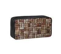 DUWAA Wine Cork Print Large Capacity Zipper Pencil Case for School Office College, Big Capacity Pencil Bag Holder Adult