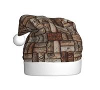DUWAA Wine Cork Print Santa Claus Hat For Adults, Funny Christmas Holiday Party Hat, For New Year Festive Party