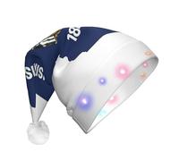 DUWAA Wisconsin State Flag Map Print Light Up Christmas Hat, Glow Lighted Santa Cap With Colorful Led Strip Light For Adults